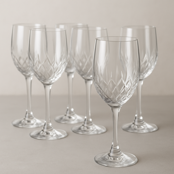 JOGO C/ 6 TAÇAS PARA VINHO/AGUA CRYSTAL 