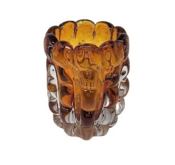 VASO DE VIDRO ITALY AMBAR E MARROM (MURANO)