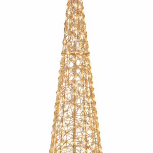 Árvore de Natal Cônica Iluminada em Arame Dourado