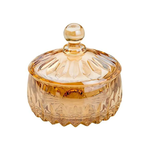 POTICHE DECORATIVO CRISTAL DE CHUMBO LOUISE AMBAR 11x11cm
