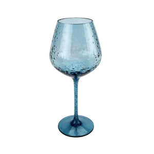 TACA DE ACRILICO P VINHO BOLHAS AZUL 680 ML